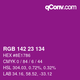 Color code: RGB 142 23 134 | qconv.com