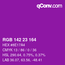 カラーコード: RGB 142 23 164 | qconv.com