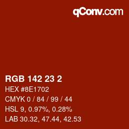 颜色代码: RGB 142 23 2 | qconv.com
