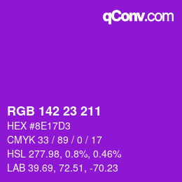 Color code: RGB 142 23 211 | qconv.com