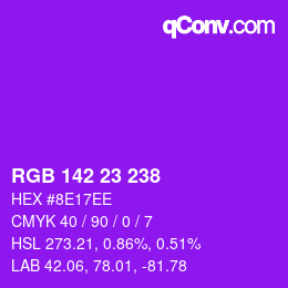 颜色代码: RGB 142 23 238 | qconv.com