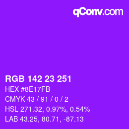 Color code: RGB 142 23 251 | qconv.com
