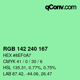 Color code: RGB 142 240 167 | qconv.com