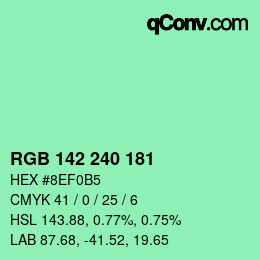 Color code: RGB 142 240 181 | qconv.com