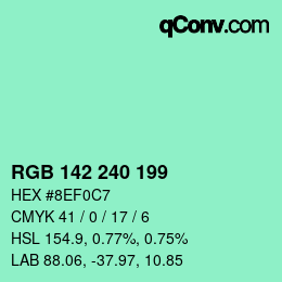 Color code: RGB 142 240 199 | qconv.com