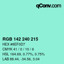 Color code: RGB 142 240 215 | qconv.com
