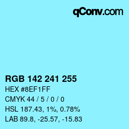 Color code: RGB 142 241 255 | qconv.com