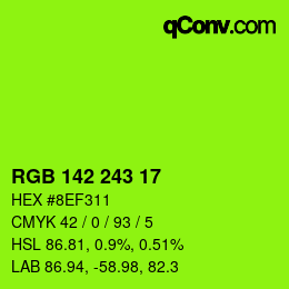 Color code: RGB 142 243 17 | qconv.com