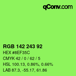Color code: RGB 142 243 92 | qconv.com