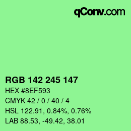 Color code: RGB 142 245 147 | qconv.com