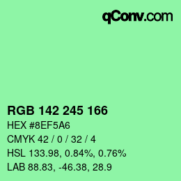 Color code: RGB 142 245 166 | qconv.com