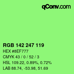Color code: RGB 142 247 119 | qconv.com