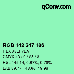 Color code: RGB 142 247 186 | qconv.com