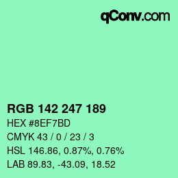 Color code: RGB 142 247 189 | qconv.com