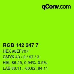 カラーコード: RGB 142 247 7 | qconv.com