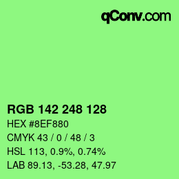 Color code: RGB 142 248 128 | qconv.com