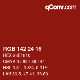 颜色代码: RGB 142 24 16 | qconv.com