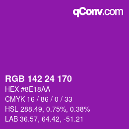 カラーコード: RGB 142 24 170 | qconv.com