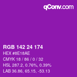 Color code: RGB 142 24 174 | qconv.com