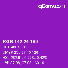 カラーコード: RGB 142 24 189 | qconv.com