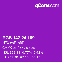 Código de color: RGB 142 24 189 | qconv.com