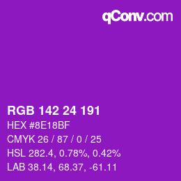 颜色代码: RGB 142 24 191 | qconv.com