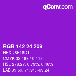 Color code: RGB 142 24 209 | qconv.com