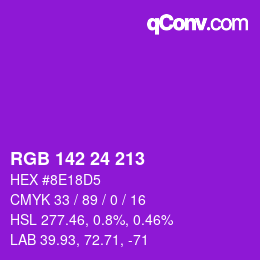 颜色代码: RGB 142 24 213 | qconv.com