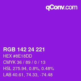 Color code: RGB 142 24 221 | qconv.com