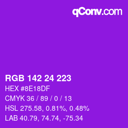 Color code: RGB 142 24 223 | qconv.com