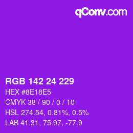 カラーコード: RGB 142 24 229 | qconv.com