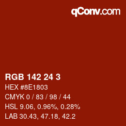 Color code: RGB 142 24 3 | qconv.com