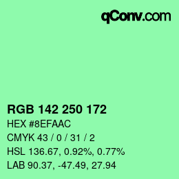 カラーコード: RGB 142 250 172 | qconv.com