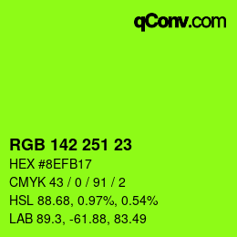 カラーコード: RGB 142 251 23 | qconv.com