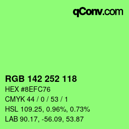 カラーコード: RGB 142 252 118 | qconv.com