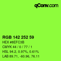 カラーコード: RGB 142 252 59 | qconv.com