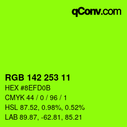 カラーコード: RGB 142 253 11 | qconv.com