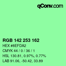 カラーコード: RGB 142 253 162 | qconv.com