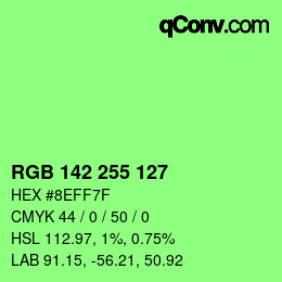 Color code: RGB 142 255 127 | qconv.com