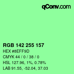 Color code: RGB 142 255 157 | qconv.com