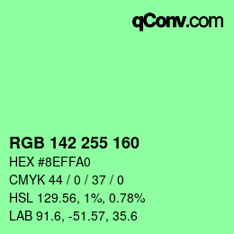 カラーコード: RGB 142 255 160 | qconv.com