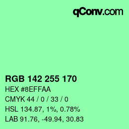 Color code: RGB 142 255 170 | qconv.com