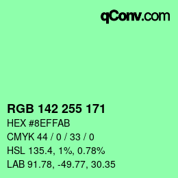 カラーコード: RGB 142 255 171 | qconv.com