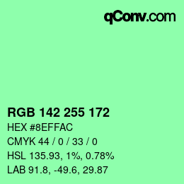Color code: RGB 142 255 172 | qconv.com