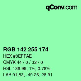 Color code: RGB 142 255 174 | qconv.com