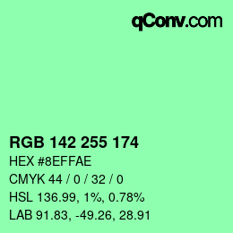 カラーコード: RGB 142 255 174 | qconv.com