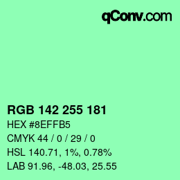 Color code: RGB 142 255 181 | qconv.com