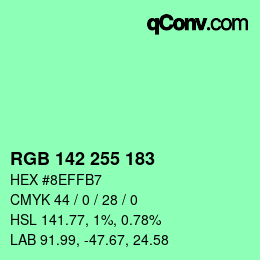 Color code: RGB 142 255 183 | qconv.com