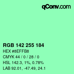 Color code: RGB 142 255 184 | qconv.com