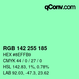 Color code: RGB 142 255 185 | qconv.com
